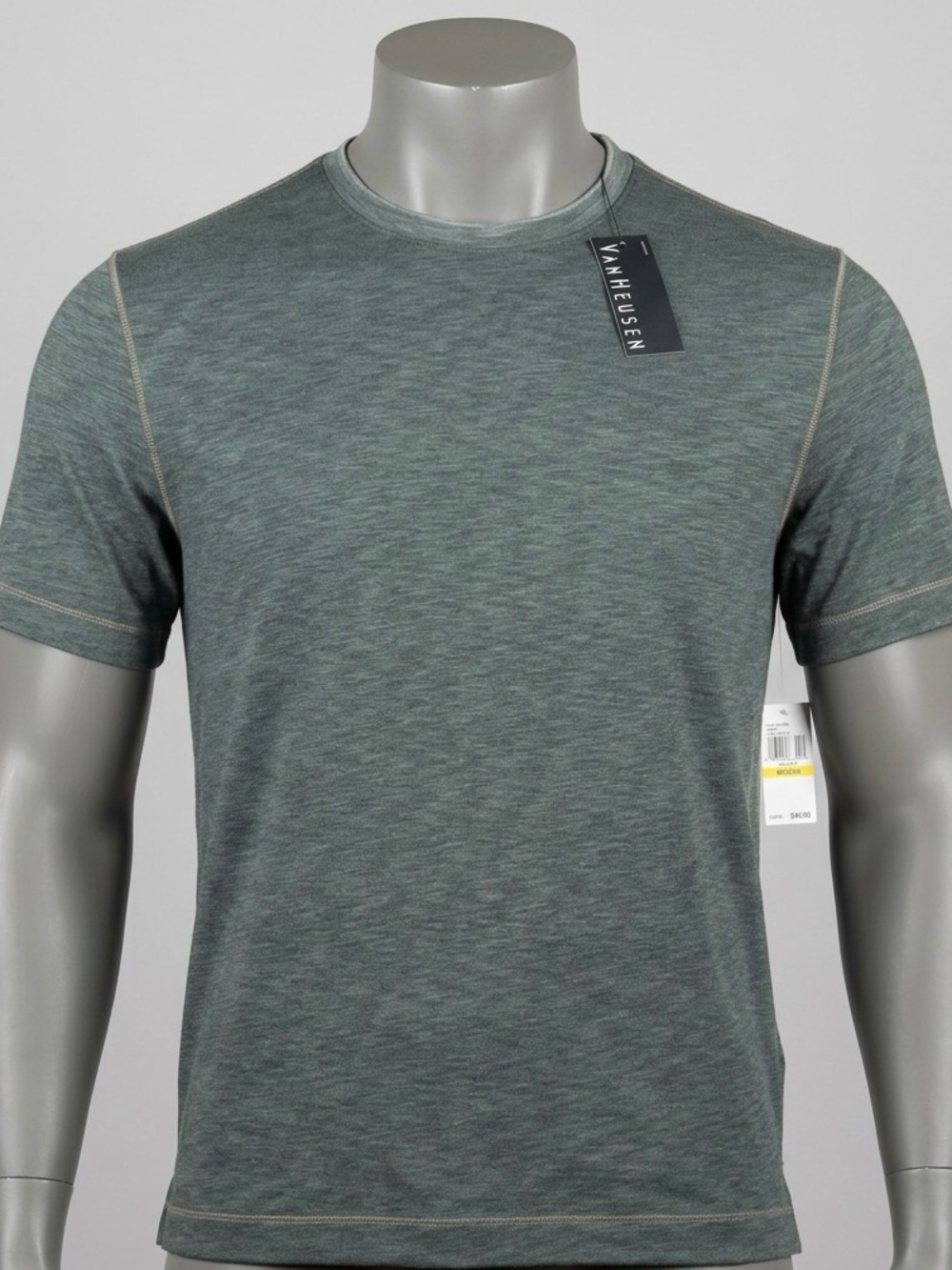 Van Heusen Men's M Gray Textured Space Dye Crewneck T-Shirt Rayon Poly Blend NWT